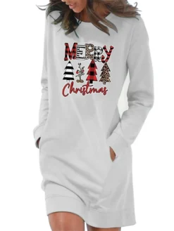 Women's Christmas Hoodie Dress Winter Dress Light Blue Grey White Long Sleeve Letter Tree Pocket Print Winter Fall Crew Neck Stylish Casual Fall Dress Loose Fit 2022 S M L XL 2XL / Cotton 11 Women's Christmas Hoodie Dress Winter Dress Light Blue Grey White Long Sleeve Letter Tree Pocket Print Winter Fall Crew Neck Stylish Casual Fall Dress Loose Fit 2022 S M L XL 2XL / Cotton -Fashion Life Shop rjtnbt1666343867528