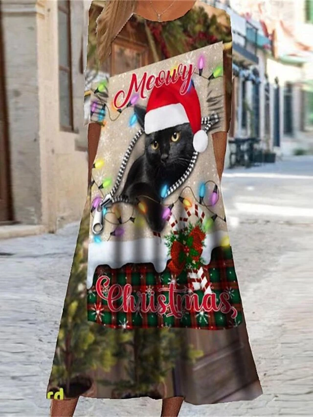 Women's Christmas Casual Dress Swing Dress Midi Dress Midi Dress Green Khaki Beige Long Sleeve Plaid Pocket Winter Fall Autumn Round Neck Fashion Christmas Daily 2022 S M L XL XXL 3XL 4 Women's Christmas Casual Dress Swing Dress Midi Dress Midi Dress Green Khaki Beige Long Sleeve Plaid Pocket Winter Fall Autumn Round Neck Fashion Christmas Daily 2022 S M L XL XXL 3XL - Image 4