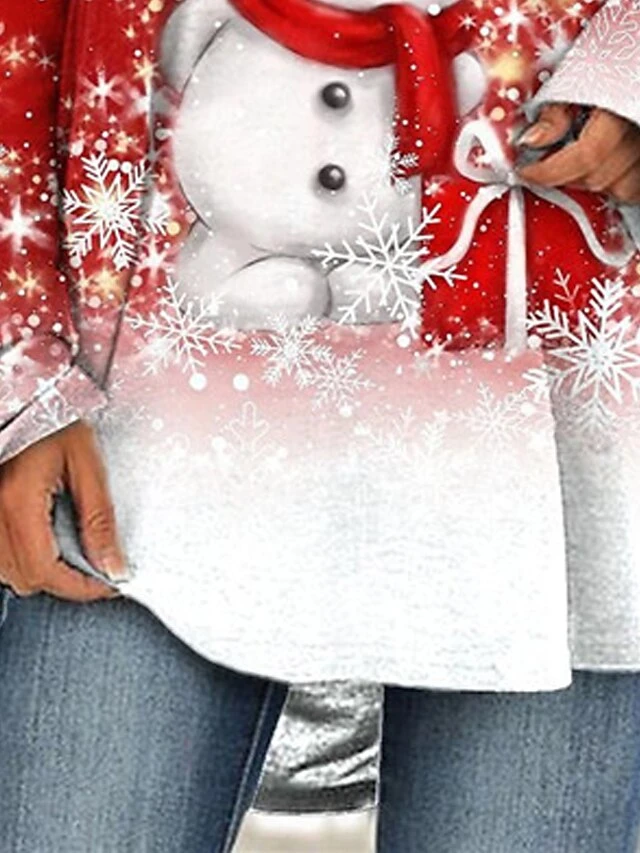 Women's Christmas Casual Dress T Shirt Dress Tee Dress Shift Dress Mini Dress Red Long Sleeve Snowman Print Winter Fall Autumn Crew Neck Fashion Daily Date 2022 XXS XS S M L XL XXL 3XL 4XL 5XL 2 Women's Christmas Casual Dress T Shirt Dress Tee Dress Shift Dress Mini Dress Red Long Sleeve Snowman Print Winter Fall Autumn Crew Neck Fashion Daily Date 2022 XXS XS S M L XL XXL 3XL 4XL 5XL - Image 2