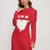 Women's Christmas Dress Sweater Dress Jumper Dress Midi Dress Ugly Santa Claus Outdoor Christmas Daily Holiday Round Neck Long Sleeve 2023 Regular Fit Red S M L XL XXL 3XL