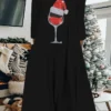 Women's Christmas Casual Dress Shift Dress Midi Dress Midi Dress Black Wine Light Red 3/4 Length Sleeve Snowman Ruched Winter Fall Autumn Round Neck Fashion Daily 2022 S M L XL XXL 3XL