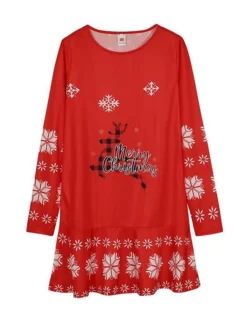 Women's Christmas Casual Dress Shift DressShort Mini Dress Black Blue Red Long Sleeve Animal Snowflake Print Fall Winter Crew Neck Fashion Casual Loose Fit 2022 S M L XL XXL 3XL -Fashion Life Shop rsiqvt1662541159211