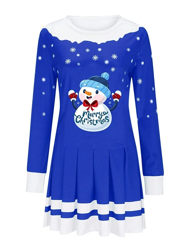 Women's Christmas Swing Dress Blue Red Black Long Sleeve Letter Santa Claus Snowflake Pleated Print Winter Fall Crew Neck Stylish Romantic Fall Dress Loose Fit 2022 S M L XL XXL / Winter Dress 9 Women's Christmas Swing Dress Blue Red Black Long Sleeve Letter Santa Claus Snowflake Pleated Print Winter Fall Crew Neck Stylish Romantic Fall Dress Loose Fit 2022 S M L XL XXL / Winter Dress - Image 9