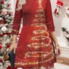 Women‘s Christmas Sweater Dress Jumper Dress Winter Dress Warm Snowman Christmas Tree Outdoor Christmas Daily Holiday Crew Neck Long Sleeve 2023 Regular Fit Wine Blue Green S M L XL