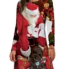 Women's Christmas Casual Dress T Shirt Dress Tee Dress Mini Dress Black And White Green Black Long Sleeve Santa Claus Print Winter Fall Spring Crew Neck Fashion Daily Vacation Loose Fit 2022 S M L XL