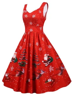 Women's Christmas Knee Length Dress Purple Black Red Navy Blue Light Blue Sleeveless Print Bow Print Fall Winter V Neck Casual Vintage2021 S M L XL XXL 27 Women's Christmas Knee Length Dress Purple Black Red Navy Blue Light Blue Sleeveless Print Bow Print Fall Winter V Neck Casual Vintage2021 S M L XL XXL -Fashion Life Shop rutwhr1630043265936