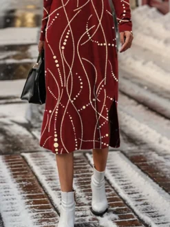 Women's Casual Dress Christmas Dress Velvet Dress Geometric Sequins Split Strap Midi Dress Active Fashion Outdoor Christmas Long Sleeve Regular Fit Wine Fall Winter S M L XL XXL 5 Women's Casual Dress Christmas Dress Velvet Dress Geometric Sequins Split Strap Midi Dress Active Fashion Outdoor Christmas Long Sleeve Regular Fit Wine Fall Winter S M L XL XXL -Fashion Life Shop scnftu1697097966119