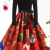 Women's Christmas Swing Dress Vintage Dress Mini Dress Black Long Sleeve Print Bow Print Winter Fall Crew Neck Vintage Romantic Traditional 2022 S M L XL 2XL