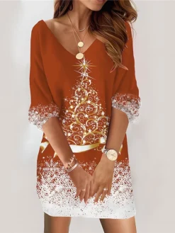 Women‘s Christmas Casual Dress Sweatshirt Dress Mini Dress Fashion Daily Outdoor Vacation V Neck Print Tree Loose Fit Black Red Blue S M L XL XXL 8 Women‘s Christmas Casual Dress Sweatshirt Dress Mini Dress Fashion Daily Outdoor Vacation V Neck Print Tree Loose Fit Black Red Blue S M L XL XXL -Fashion Life Shop sdrcsy1695027788197