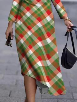 Women's Casual Dress Christmas Dress Print Dress Plaid Christmas Tree Print Crew Neck Midi Dress Fashion Streetwear Outdoor Christmas Long Sleeve Slim Green Fall Winter S M L XL XXL 5 Women's Casual Dress Christmas Dress Print Dress Plaid Christmas Tree Print Crew Neck Midi Dress Fashion Streetwear Outdoor Christmas Long Sleeve Slim Green Fall Winter S M L XL XXL -Fashion Life Shop sgvlqd1696669600968