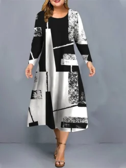 Women's Plus Size Curve Christmas Dress Casual Dress Skater Dress Plaid Midi Dress Long Sleeve Print Crew Neck Fashion Outdoor White Wine Fall Winter L XL XXL 3XL 4XL 5 Women's Plus Size Curve Christmas Dress Casual Dress Skater Dress Plaid Midi Dress Long Sleeve Print Crew Neck Fashion Outdoor White Wine Fall Winter L XL XXL 3XL 4XL -Fashion Life Shop shluhf1697632929749
