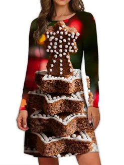 Women's Christmas Casual Dress T Shirt Dress Tee Dress Mini Dress Black And White Green Black Long Sleeve Santa Claus Print Winter Fall Spring Crew Neck Fashion Daily Vacation Loose Fit 2022 S M L XL -Fashion Life Shop sipxfw1667541320393