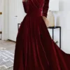 Women's Christmas Dress Velvet Dress Swing Dress Long Dress Maxi Dress Ruched Party Christmas Date Vintage Elegant V Neck Long Sleeve 2023 Regular Fit Black Wine Royal Blue Color M L XL XXL 3XL Size