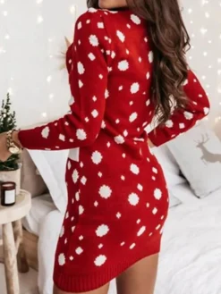 Women‘s Christmas Sweater Dress Winter Dress Sheath Dress Red Long Sleeve Animal Snowman Print Winter Fall Crew Neck Stylish Modern Winter Dress Fall Dress 2022 S M L XL -Fashion Life Shop softcd1662543921577