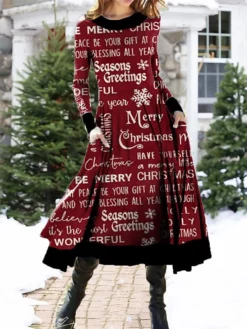 Women's Casual Dress Swing Dress Midi Dress Black Gold Red Long Sleeve Plaid Pocket Winter Fall Spring Crew Neck Fashion Christmas Daily Weekend 2022 S M L XL XXL 3XL 5 Women's Casual Dress Swing Dress Midi Dress Black Gold Red Long Sleeve Plaid Pocket Winter Fall Spring Crew Neck Fashion Christmas Daily Weekend 2022 S M L XL XXL 3XL -Fashion Life Shop ssmyef1668478374475