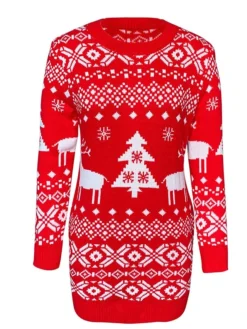 Women‘s Christmas Sweater Dress Jumper Dress Winter Dress Fashion Ugly Christmas Christmas Daily Vacation Going Out Crew Neck Long Sleeve Patchwork 2023 Regular Fit Wine Navy Blue S M 17 Women‘s Christmas Sweater Dress Jumper Dress Winter Dress Fashion Ugly Christmas Christmas Daily Vacation Going Out Crew Neck Long Sleeve Patchwork 2023 Regular Fit Wine Navy Blue S M -Fashion Life Shop swxmha1694601706750