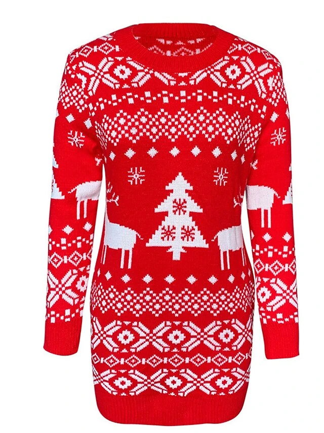 Women‘s Christmas Sweater Dress Jumper Dress Winter Dress Fashion Ugly Christmas Christmas Daily Vacation Going Out Crew Neck Long Sleeve Patchwork 2023 Regular Fit Wine Navy Blue S M 6 Women‘s Christmas Sweater Dress Jumper Dress Winter Dress Fashion Ugly Christmas Christmas Daily Vacation Going Out Crew Neck Long Sleeve Patchwork 2023 Regular Fit Wine Navy Blue S M - Image 6