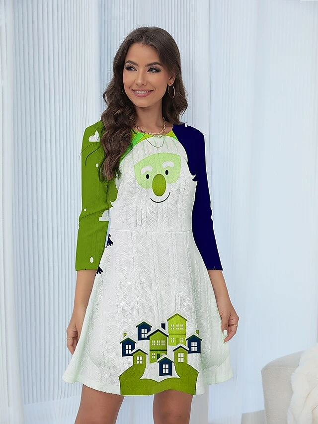 Women's Christmas Dress Sweater Dress Jumper Dress Mini Dress Ugly Santa Claus Outdoor Christmas Daily Holiday Crew Neck Long Sleeve 2023 Regular Fit Pink Wine Green S M L XL XXL 3XL 3 Women's Christmas Dress Sweater Dress Jumper Dress Mini Dress Ugly Santa Claus Outdoor Christmas Daily Holiday Crew Neck Long Sleeve 2023 Regular Fit Pink Wine Green S M L XL XXL 3XL - Image 3