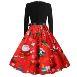Women's Christmas Swing Dress Trumpet / Mermaid DressKnee Length Dress Black Long SleeveSnowman Zipper Bow Print Fall Winter V Neck Elegant HolidayParty 2022 S M L XL XXL XXXL -Fashion Life Shop tbppti1632650595779