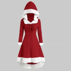 Women's Christmas Hoodie Dress Vintage Dress Midi Dress Green Black Wine Red Gray Long Sleeve Pure Color Patchwork Winter Fall Hooded Vacation Vintage 2022 S M L XL XXL 3XL -Fashion Life Shop tcnalb1667275373201