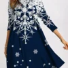 Women's Casual Dress Christmas Dress Winter Dress Snowflake Print Turtleneck Mini Dress Fashion Modern Outdoor Christmas Long Sleeve Regular Fit Navy Blue Fall Winter S M L XL XXL
