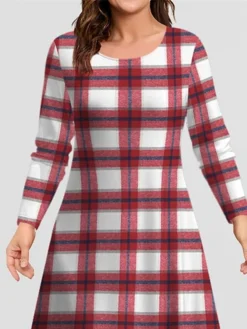 Women's Christmas Plus Size Curve Casual Dress Skater Dress A Line Dress Plaid Midi Dress Long Sleeve Print Crew Neck Fashion Outdoor Wine Fall Winter L XL XXL 3XL 4XL 6 Women's Christmas Plus Size Curve Casual Dress Skater Dress A Line Dress Plaid Midi Dress Long Sleeve Print Crew Neck Fashion Outdoor Wine Fall Winter L XL XXL 3XL 4XL -Fashion Life Shop thpimm1697189192633