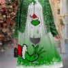 Women's Christmas Plus Size Curve Casual Dress Dress Set Two Piece Dress Gradient Snowflake Midi Dress Long Sleeve Print Crew Neck Fashion Outdoor Green Fall Winter L XL XXL 3XL 4XL