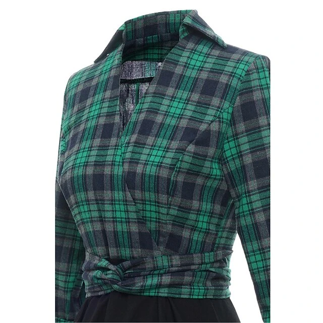 Women‘s Christmas Tartan Dress Vintage Dress Mini Dress Green Long Sleeve Plaid Patchwork Print Winter Fall Shirt Collar Vintage Casual Traditional Fall Dress 2022 S M L XL 2XL / Winter Dress 6 Women‘s Christmas Tartan Dress Vintage Dress Mini Dress Green Long Sleeve Plaid Patchwork Print Winter Fall Shirt Collar Vintage Casual Traditional Fall Dress 2022 S M L XL 2XL / Winter Dress - Image 6