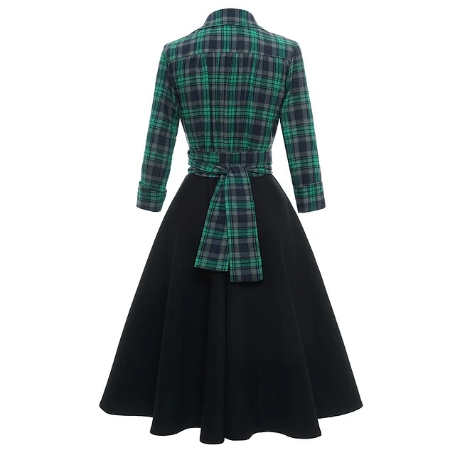 Women‘s Christmas Tartan Dress Vintage Dress Mini Dress Green Long Sleeve Plaid Patchwork Print Winter Fall Shirt Collar Vintage Casual Traditional Fall Dress 2022 S M L XL 2XL / Winter Dress 4 Women‘s Christmas Tartan Dress Vintage Dress Mini Dress Green Long Sleeve Plaid Patchwork Print Winter Fall Shirt Collar Vintage Casual Traditional Fall Dress 2022 S M L XL 2XL / Winter Dress - Image 4