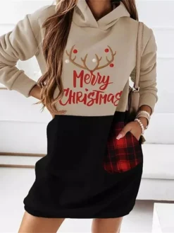 Women's Christmas Hoodie Dress Winter Dress Mini Dress Green Black Wine Khaki Red White Long Sleeve Print Print Winter Fall Hooded Fashion Casual Modern Fall Dress Loose Fit 2022 S M L XL 2XL 8 Women's Christmas Hoodie Dress Winter Dress Mini Dress Green Black Wine Khaki Red White Long Sleeve Print Print Winter Fall Hooded Fashion Casual Modern Fall Dress Loose Fit 2022 S M L XL 2XL -Fashion Life Shop trfatb1666692071977