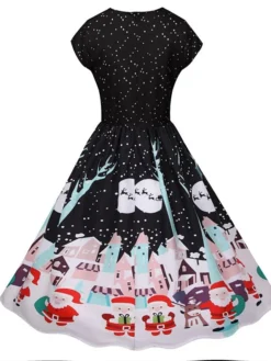 Women's Christmas Knee Length Dress Green Black Red Short Sleeve Print Print Fall Winter Round Neck Casual Vintage2021 S M L XL XXL 29 Women's Christmas Knee Length Dress Green Black Red Short Sleeve Print Print Fall Winter Round Neck Casual Vintage2021 S M L XL XXL -Fashion Life Shop trvksl1629971725789