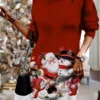 Women's Christmas Dress Sweater Dress Jumper Dress Mini Dress Warm Santa Claus Snowman Outdoor Christmas Casual Daily Turtleneck Long Sleeve 2023 Loose Fit Burgundy Green S M L XL XXL 3XL