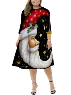 Women‘s Plus Size Christmas Dress Work Dress Santa Claus 3/4 Length Sleeve Winter Fall Midi Dress Christmas Dress Work Dress 9 Women‘s Plus Size Christmas Dress Work Dress Santa Claus 3/4 Length Sleeve Winter Fall Midi Dress Christmas Dress Work Dress -Fashion Life Shop ttogyg1667812166712