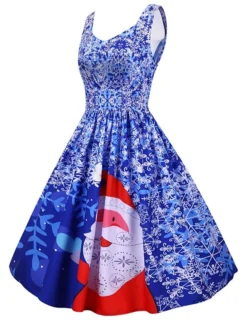 Women's Christmas Knee Length Dress Purple Black Red Navy Blue Light Blue Sleeveless Print Bow Print Fall Winter V Neck Casual Vintage2021 S M L XL XXL 36 Women's Christmas Knee Length Dress Purple Black Red Navy Blue Light Blue Sleeveless Print Bow Print Fall Winter V Neck Casual Vintage2021 S M L XL XXL -Fashion Life Shop ttpauf1630043270786