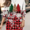 Women's Christmas Casual Dress Sweatshirt Dress Mini Dress Warm Fashion OutdoorVacation Crew Neck Print GeometricTree Snowflake Loose Fit Yellow Wine Green S M L XL XXL