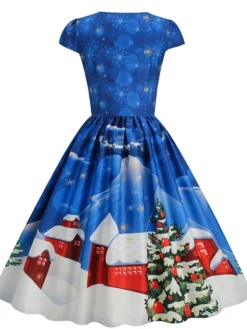 Women's Christmas Swing Dress Vintage DressKnee Length Dress Blue Wine Red Light BlueShort Sleeve Santa Claus Snowman Tree Print Fall Winter Square Neck Vintage Elegant Slim 2022 S M L XL 32 Women's Christmas Swing Dress Vintage DressKnee Length Dress Blue Wine Red Light BlueShort Sleeve Santa Claus Snowman Tree Print Fall Winter Square Neck Vintage Elegant Slim 2022 S M L XL -Fashion Life Shop txqsgz1665475230234
