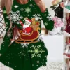 Women's Christmas Swing DressShort Mini Dress Green Dark Green Fuchsia Red Beige Long Sleeve Plaid Santa Claus Elk Pleated Print Fall Winter Crew Neck Stylish Romantic 2022 S M L XL