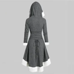 Women's Christmas Hoodie Dress Vintage Dress Midi Dress Green Black Wine Red Gray Long Sleeve Pure Color Patchwork Winter Fall Hooded Vacation Vintage 2022 S M L XL XXL 3XL -Fashion Life Shop ucmwui1667275374311