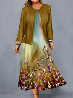 Women's Christmas Plus Size Curve Casual Dress Dress Set Two Piece Dress Floral Midi Dress Long Sleeve Print Crew Neck Fashion Outdoor Wine Blue Fall Winter L XL XXL 3XL 4XL 9 Women's Christmas Plus Size Curve Casual Dress Dress Set Two Piece Dress Floral Midi Dress Long Sleeve Print Crew Neck Fashion Outdoor Wine Blue Fall Winter L XL XXL 3XL 4XL -Fashion Life Shop udfqkl1697170160272