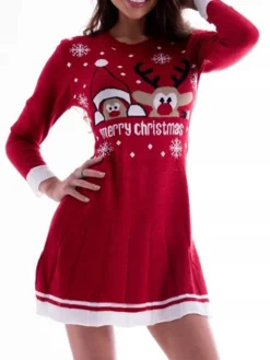 Women's Sweater Dress Christmas Sweater Dress Jumper Dress Mini Dress Ugly Letter Snowflake Deer Outdoor Christmas Casual Holiday Crew Neck Long Sleeve Ruched Ruffle 2023 Regular Fit Wine Rusty Red 13 Women's Sweater Dress Christmas Sweater Dress Jumper Dress Mini Dress Ugly Letter Snowflake Deer Outdoor Christmas Casual Holiday Crew Neck Long Sleeve Ruched Ruffle 2023 Regular Fit Wine Rusty Red -Fashion Life Shop ufgwqz1697611869119