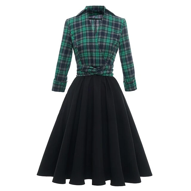 Women‘s Christmas Tartan Dress Vintage Dress Mini Dress Green Long Sleeve Plaid Patchwork Print Winter Fall Shirt Collar Vintage Casual Traditional Fall Dress 2022 S M L XL 2XL / Winter Dress 2 Women‘s Christmas Tartan Dress Vintage Dress Mini Dress Green Long Sleeve Plaid Patchwork Print Winter Fall Shirt Collar Vintage Casual Traditional Fall Dress 2022 S M L XL 2XL / Winter Dress - Image 2