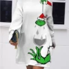 Women's Christmas Dress Sweatshirt Dress Mini Dress Warm Fashion Outdoor Christmas Holiday Crew Neck Pocket Print Print Monster Loose Fit White S M L XL XXL