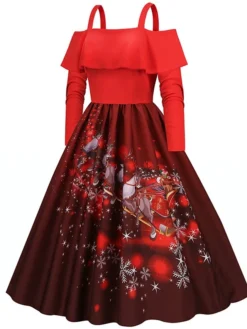 Women's Christmas Swing Dress Slip Dress Vintage Dress Midi Dress Black Wine Light Red Long Sleeve Santa Claus Cold Shoulder Winter Fall Autumn Spaghetti Strap Modern Vacation 2022 S M L XL XXL 3XL 20 Women's Christmas Swing Dress Slip Dress Vintage Dress Midi Dress Black Wine Light Red Long Sleeve Santa Claus Cold Shoulder Winter Fall Autumn Spaghetti Strap Modern Vacation 2022 S M L XL XXL 3XL -Fashion Life Shop uikobn1667793477714