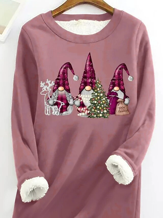 Women's Christmas Dress Sweatshirt Dress Mini Dress Warm Fashion Outdoor Christmas Holiday Crew Neck Print Santa Claus Loose Fit Dark Pink S M L XL XXL 2 Women's Christmas Dress Sweatshirt Dress Mini Dress Warm Fashion Outdoor Christmas Holiday Crew Neck Print Santa Claus Loose Fit Dark Pink S M L XL XXL - Image 2