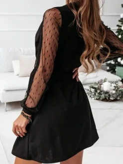 Women's Lace Dress Black Dress Plain Dress Mini Dress Patchwork With Belt Party Christmas Date Basic Elegant V Neck Long Sleeve Mesh Regular Fit Black Red Dark Green Color S M L XL XXL Size 22 Women's Lace Dress Black Dress Plain Dress Mini Dress Patchwork With Belt Party Christmas Date Basic Elegant V Neck Long Sleeve Mesh Regular Fit Black Red Dark Green Color S M L XL XXL Size -Fashion Life Shop uliizc1640946041216