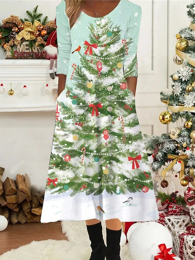 Women's Christmas Casual Dress Shift Dress Midi Dress Midi Dress Green Blue Wine 3/4 Length Sleeve Plaid Ruched Winter Fall Autumn Round Neck Fashion Daily 2022 S M L XL XXL 3XL 1 Women's Christmas Casual Dress Shift Dress Midi Dress Midi Dress Green Blue Wine 3/4 Length Sleeve Plaid Ruched Winter Fall Autumn Round Neck Fashion Daily 2022 S M L XL XXL 3XL