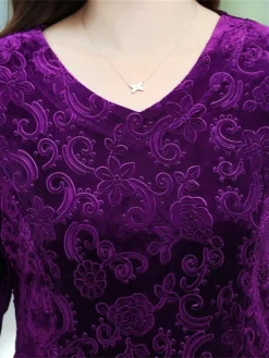 Women's Christmas Dress Casual Dress Velvet Dress Midi Dress Pocket Outdoor Christmas Street Fashion Elegant V Neck Long Sleeve 2023 Loose Fit Black Wine Blue Color XL XXL 3XL 4XL 5XL Size -Fashion Life Shop umehzh1695207039929