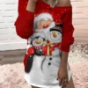 Women‘s Christmas Casual Dress Sweatshirt Dress Mini Dress Warm Fashion Outdoor Holiday Crew Neck Print Santa Claus Snowman Loose Fit Red Burgundy Royal Blue S M L XL XXL