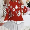 Women's Christmas Swing DressShort Mini Dress Wine Light Red Dark Blue Red Light Blue Long Sleeve Plaid Letter Snowman Print Fall Winter Crew Neck Stylish Romantic 2022 S M L XL 2XL