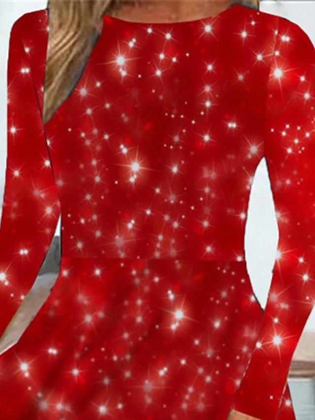 Women's Casual Dress Swing Dress Midi Dress Wine Long Sleeve Color Gradient Pocket Winter Fall Spring Crew Neck Fashion Christmas Daily Weekend 2022 S M L XL XXL 3XL 2 Women's Casual Dress Swing Dress Midi Dress Wine Long Sleeve Color Gradient Pocket Winter Fall Spring Crew Neck Fashion Christmas Daily Weekend 2022 S M L XL XXL 3XL - Image 2